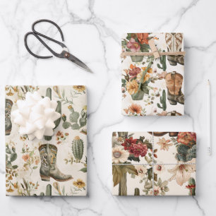 Stiefel und Kakteen Geschenkpapier Set