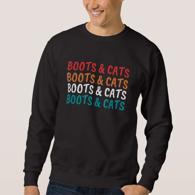 Stiefel und Katzen House und Techno Dj 2 Sweatshirt (Vorderseite)