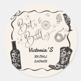 Stiefel und knackig Champagner Western Brautparty Runder Aufkleber