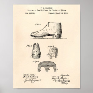 Stiefel und Schuhe 1880 Patent Art Old Peper Poster