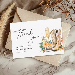 Stiefel und Sprudel Western Brautparty Dankeskarte