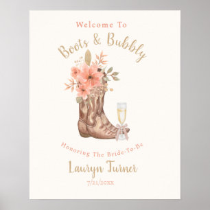 Stiefel Und Sprudelndes Cowgirl Rustikale Hochzeit Poster