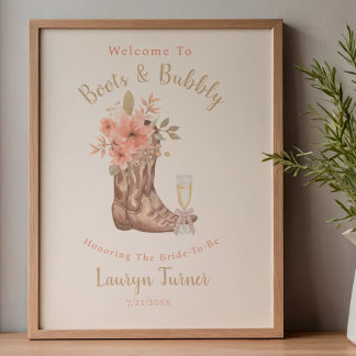 Stiefel Und Sprudelndes Cowgirl Rustikale Hochzeit Poster