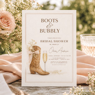 Stiefel und Sprudelndes Florales Bogen Brautparty Einladung