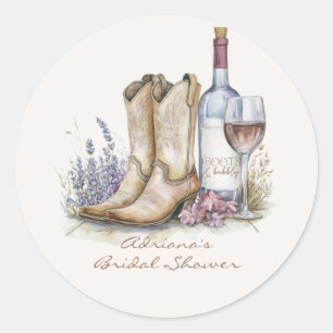 Stiefel und Sprudelndes Florales Brautabschied Runder Aufkleber