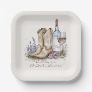 Stiefel und Sprudelndes Florales Brautbad Pappteller