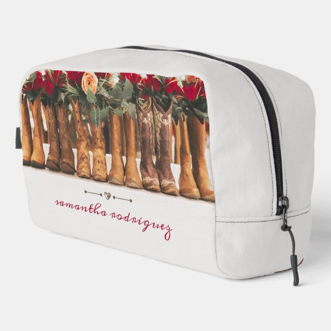 Stiefelreihe mit Blume Waschbeutel (Rechte Ecke)