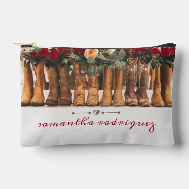 Stiefelreihe mit Rose Zubehörtasche (Vorderseite)