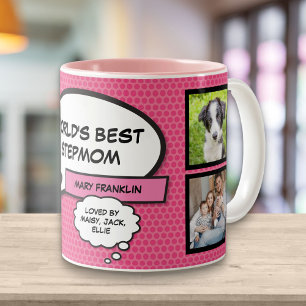 Stiefmutter, Bonus-Mom 4 Foto-Spaß Pink Zweifarbige Tasse