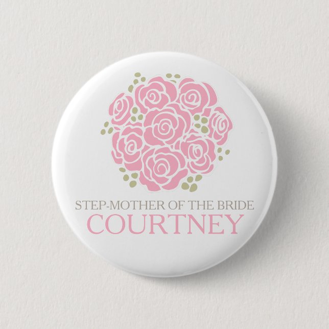 Stiefmutter des Brautrosa Posy-Hochzeits-Buttons Button (Vorderseite)