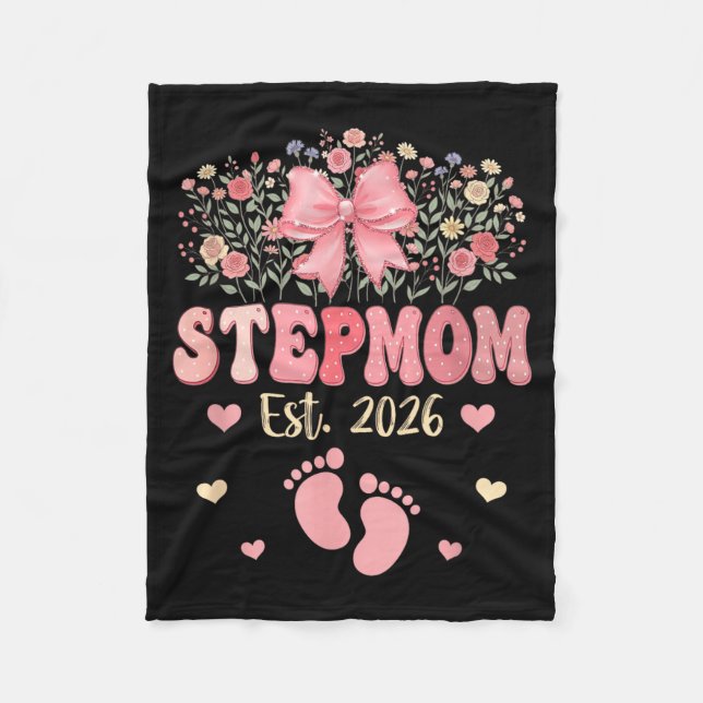 Stiefmutter Est 2026 Blumen Muttertag Erwartet Fleecedecke (Vorderseite)