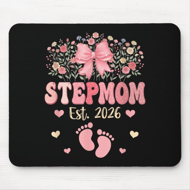 Stiefmutter Est 2026 Blumen Muttertag Erwartet Mousepad (Vorne)