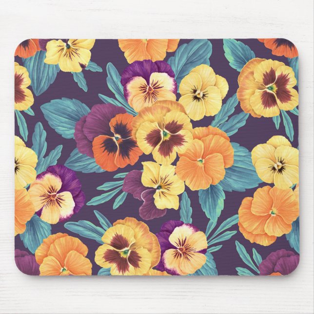 Stiefmütterchen auf Pflaumenviolett Mousepad (Vorne)