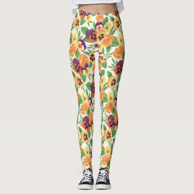 Stiefmütterchen auf weißlich leggings (Vorderseite)