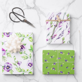 Stiefmütterchen, Blaubeeren und Gartensteine Geschenkpapier Set