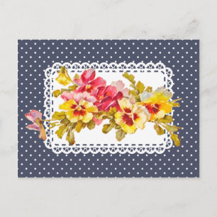 Stiefmütterchen-Blumen im Vintage-Stil und zarte H Postkarte