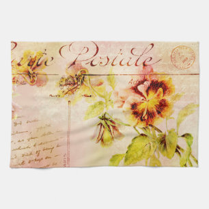 Stiefmütterchen-Blumen-Postkarte aus der Vintage-Z Geschirrtuch