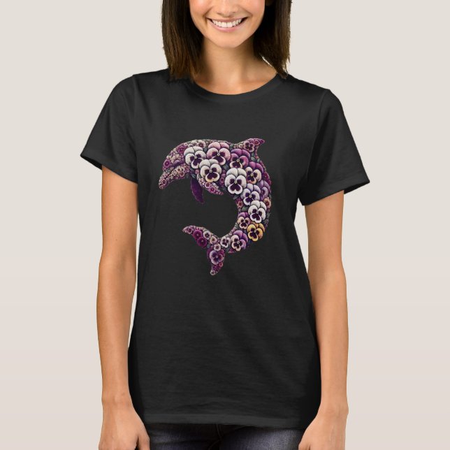 Stiefmütterchen Delphin Stiefmütterchen-Blume Gart T-Shirt (Vorderseite)