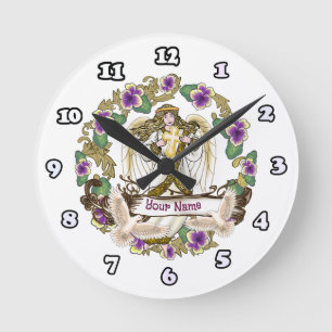 Stiefmütterchen Engel Runde Wanduhr