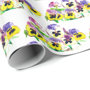 Stiefmütterchen Floral Vintage Garten Gemalte Verp Geschenkpapier