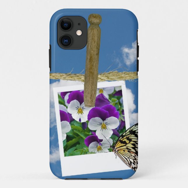 Stiefmütterchen-Foto mit Schmetterling Case-Mate iPhone Hülle (Rückseite)