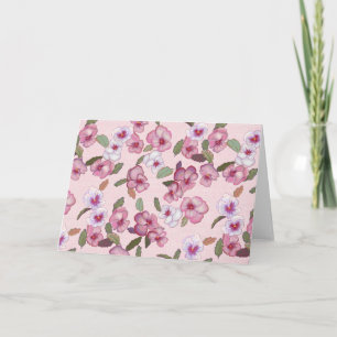 Stiefmütterchen - Grußkarte für bleiche Rose Karte