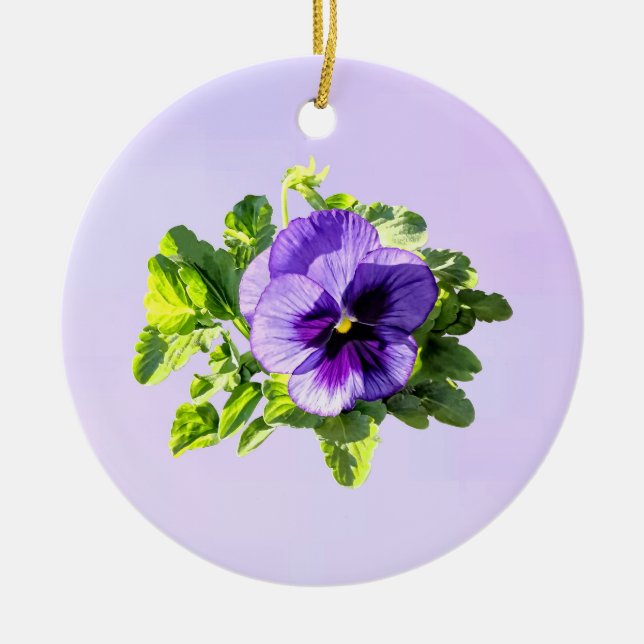 Stiefmütterchen in zwei Lila-Tönen Keramik Ornament (Vorne)