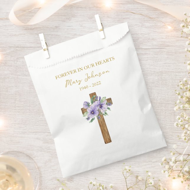 Stiefmütterchen-Kreuz-Trauer-Andenken-Tasche Geschenktütchen (Ausgeschnitten)