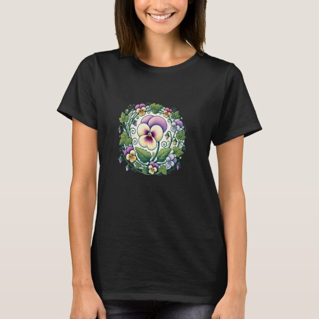 Stiefmütterchen Kunst Stiefmütterchen Blumengarten T-Shirt (Vorderseite)
