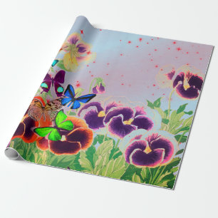 Stiefmütterchen mit ROTEN STARTEN Geschenkpapier