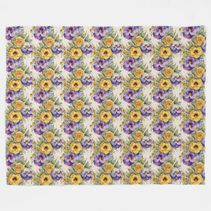 Stiefmütterchen Moderne Vintage Blumen Fleecedecke