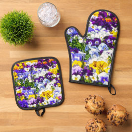 Stiefmütterchen Ofenhandschuh & Topflappen-Set