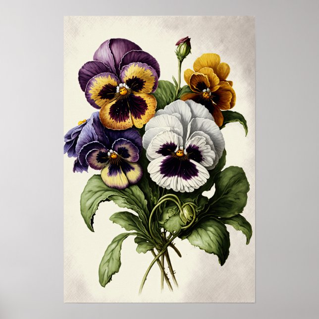 Stiefmütterchen Pansy Blume Art Print Poster (Vorne)