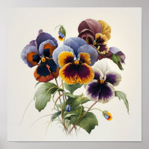 Stiefmütterchen Pansy Blume Art Print Poster