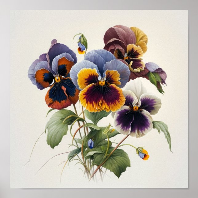 Stiefmütterchen Pansy Blume Art Print Poster (Vorne)