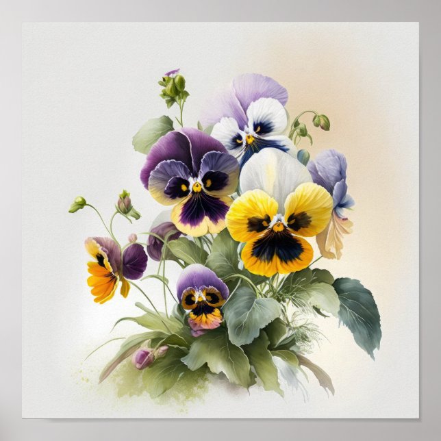 Stiefmütterchen Pansy Blume Art Print Poster (Vorne)