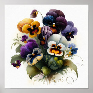 Stiefmütterchen Pansy Blume Art Print Poster