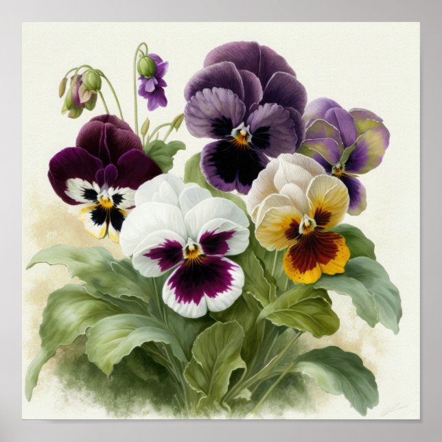 Stiefmütterchen Pansy Blume Art Print Poster (Vorne)