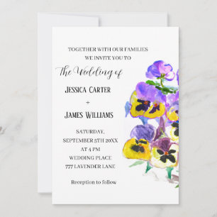 Stiefmütterchen Pansy Floral Watercolor Hochzeit Einladung