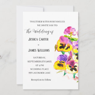 Stiefmütterchen Pansy Floral Watercolor Hochzeit Einladung