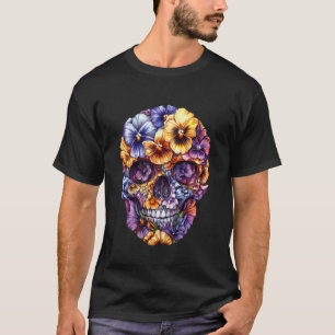 Stiefmütterchen Skelett Schädel Stiefmütterchen-Bl T-Shirt