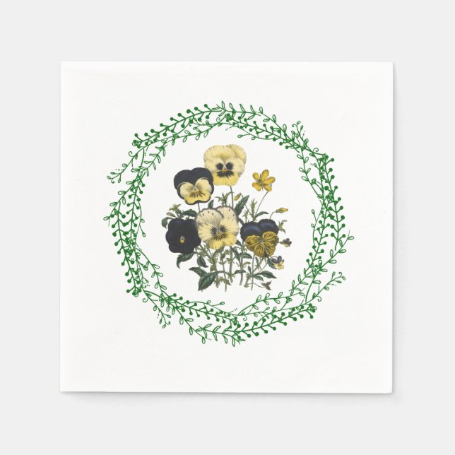 Stiefmütterchen Standard Cocktail Papier Napkins Serviette (Vorderseite)