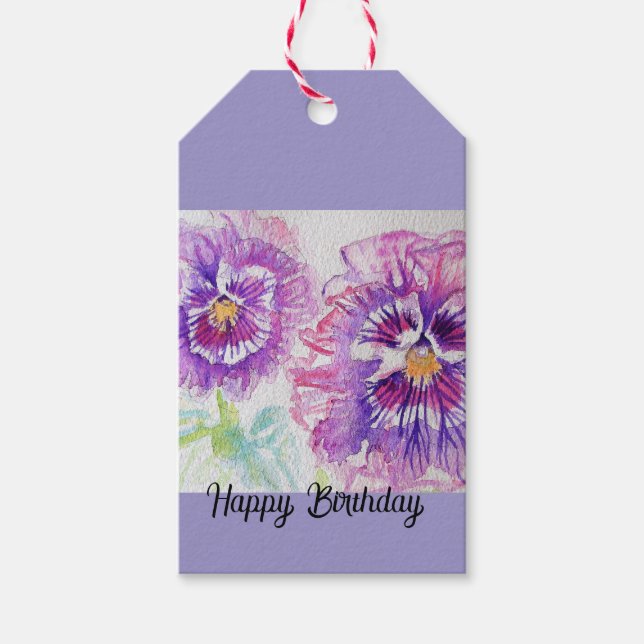 Stiefmütterchen Stiefmütterchen Blume Wasserfarbe  Geschenkanhänger (Vorderseite)