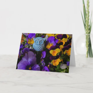 Stiefmütterchen und Eule-Karte Karte