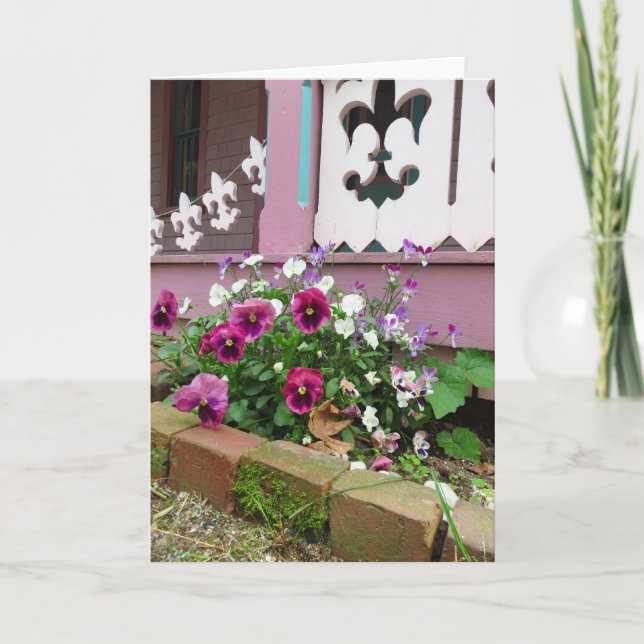 Stiefmütterchen und Fleur-de-lis - Weinkarte von M Karte (Vorderseite)