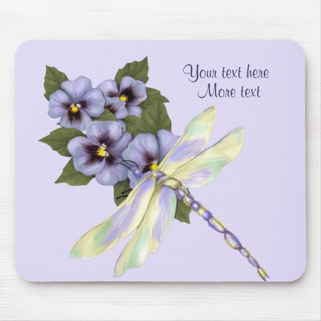 Stiefmütterchen und Libellen Mousepad (Vorne)