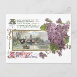 Stiefmütterchen und Serene Vignette Vintag zum Geb Postkarte