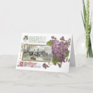 Stiefmütterchen und serene Vignette Vintage Geburt Karte