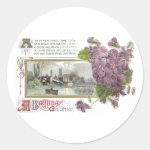 Stiefmütterchen und Serene Vignetten-Vintager Runder Aufkleber
