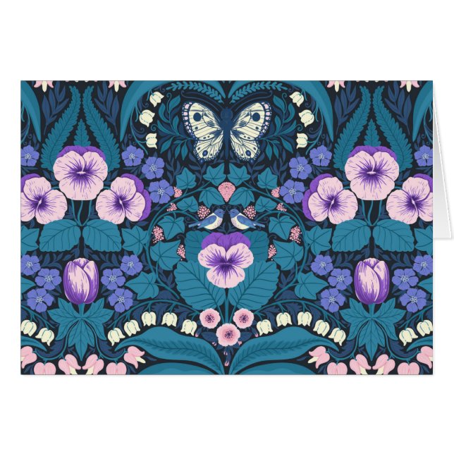 Stiefmütterchen, Vögel und Schmetterlinge (Vorderseite (Horizontal))